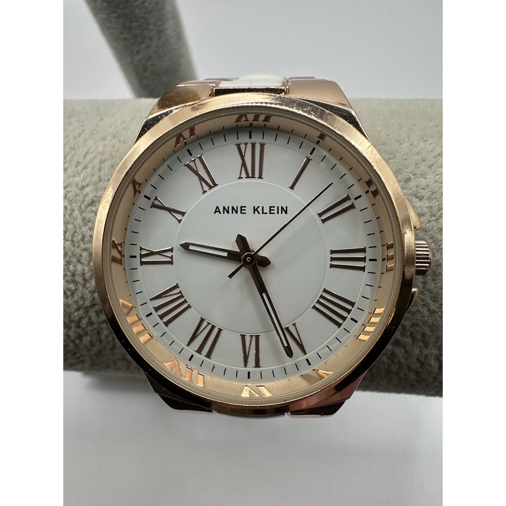 Anne Klein Womens AK/3922 New Battery 36MM 7" Rose Gold Tone Bracelet Watch V